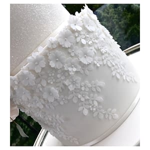 wedding cake with wafer paper flowers