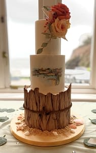 Painted tenby harbour wedding cake