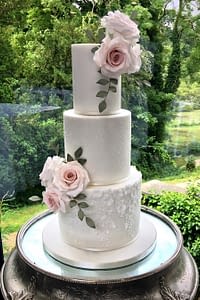 wedding cake with wafer paper dress detail