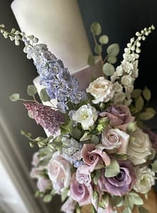 sugar flower meadow wedding cake