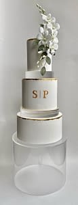 simple wedding cake with sugar orchids