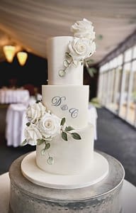 white wedding cake with sparkle and lustre